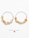 Peach gemstone chip hoop earrings handmade by Fi