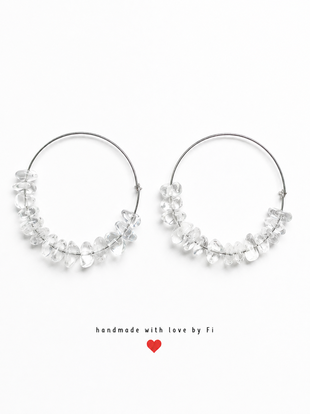 Clear crystal quartz chip hoop earrings handmade by Fi