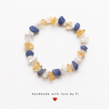 Blue gold and crystal gemstone chip stretch bracelet handmade by Fi