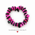 Black Onyx & Hot Pink Magnesite Chunky Chip Bracelet handmade by Fi