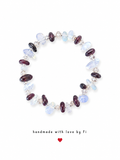 Garnet and opalite chip bracelet with smoky champagne crystal rondelles and silver ball spacers handmade by Fi