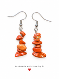 Orange and peach chip-style drop earrings with silver-tone fishhook wires