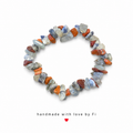 Blue chalcedony and carnelian chip bracelet handmade by Fi
