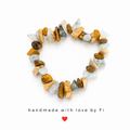 Picture jasper tiger's eye and aquamarine chip stretch bracelet handmade by Fi