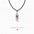 Amethyst chip pendant necklace on black leather cord handmade by Fi