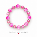 Hot Pink Crackle & Pearl Bracelet with Silver Butterfly Spacers handmade by Fi