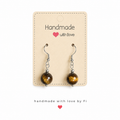 Tiger's eye drop earrings on silver-tone hooks handmade by Fi
