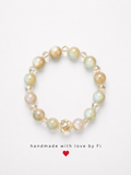 Multicolour amazonite and champagne crystal bracelet with large faceted ball focal bead handmade by Fi