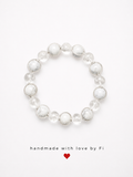 Clear quartz and white howlite bracelet with ornate silver filigree bead caps handmade by Fi