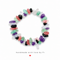 Rainbow gemstone chip stretch bracelet handmade by Fi