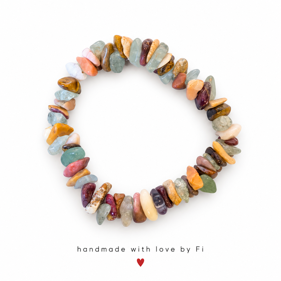 Earthy Mixed Gemstone Chip Bracelet handmade by Fi