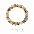 Yellow amber, dendritic agate and picture jasper chip bracelet handmade by Fi