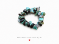 Turquoise and black onyx chunky chip bracelet with natural matrix veining handmade by Fi