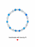 Blue agate, moonstone and AB crystal bracelet with silver ball spacers handmade by Fi
