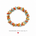Picture jasper, red coral and amazonite chip bracelet handmade by Fi