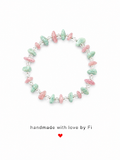 Amazonite and rose quartz chip bracelet with silver seed bead spacers handmade by Fi