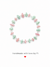 Amazonite and rose quartz chip bracelet with silver seed bead spacers handmade by Fi