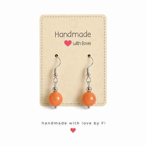 Carnelian drop earrings on silver-tone hooks handmade by Fi