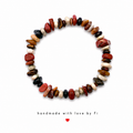 Red jasper and tiger's eye chip stretch bracelet handmade by Fi