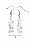 Clear and icy-white chip-style drop earrings with silver-tone fishhook wires
