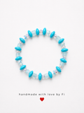 Turquoise disc and aquamarine chip bracelet with clear crystal rondelle spacers handmade by Fi