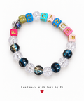 F*ck Cancer Pastel Letter Cube, Blue Galaxy & Crackle Bead Bracelet handmade by Fi
