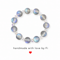 Grey aurora moonstone effect and AB crystal bicone bracelet handmade by Fi