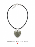 Labradorite heart pendant necklace on black cord handmade by Fi