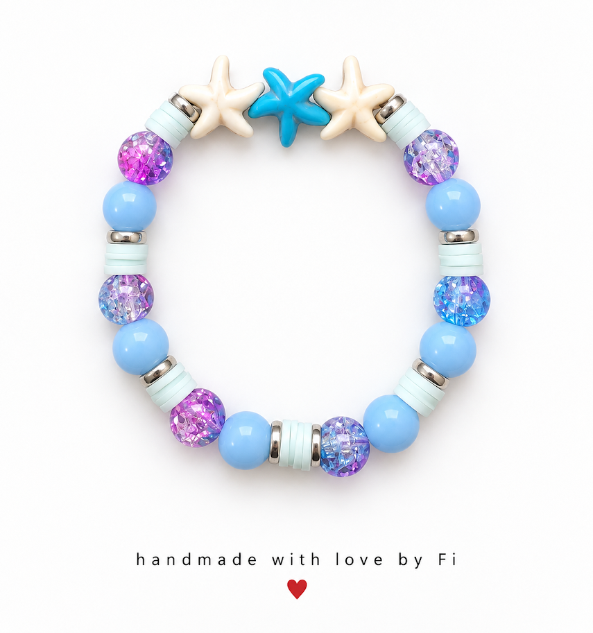 Starfish & Periwinkle Mermaid Bracelet handmade by Fi