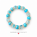 Turquoise Foil & Aqua Crackle Bracelet with Rhinestone Spacers handmade by Fi