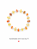 Citrine, carnelian and amber chip bracelet with clear crystal bicone spacers and silver ball beads handmade by Fi