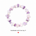 Amethyst, rose quartz and white howlite chip bracelet with iridescent AB crystal cube spacers handmade by Fi