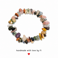 Chunky mixed gemstone chip bracelet with rose quartz, moss agate, amethyst, citrine and carnelian handmade by Fi