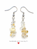 Clear and pale gold-toned chip-style drop earrings with silver-tone fishhook wires