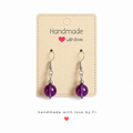 Amethyst drop earrings on silver-tone hooks handmade by Fi