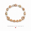 LOVE cube letter bead bracelet with taupe cat's eye and clear crystal beads handmade by Fi