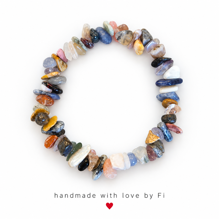 Cool Toned Mixed Gemstone Chip Bracelet handmade by Fi