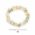 Amazonite, citrine and clear quartz chip bracelet with peach moonstone handmade by Fi