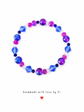 Purple and blue crackle quartz bracelet with hot pink crystal rounds and blue bicones handmade by Fi