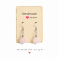 Rose quartz drop earrings on silver-tone hooks handmade by Fi