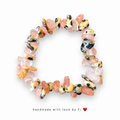 Rose Quartz, Dalmatian Jasper & Cherry Quartz Chip Bracelet handmade by Fi