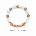 PEACE rose gold cube letter bead bracelet with cat's eye opalite and crystal beads handmade by Fi