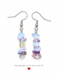 Pastel blue, lilac, mint, blush and cream chip-style drop earrings on silver-tone hooks