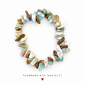 Sage & Neutral Mixed Gemstone Chip Bracelet handmade by Fi