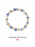 Lapis lazuli, chalcedony and champagne crystal bracelet with silver ball spacers handmade by Fi